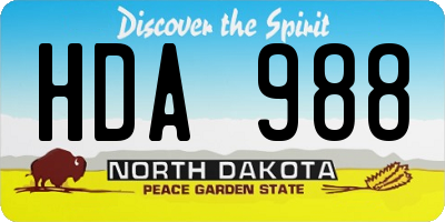 ND license plate HDA988