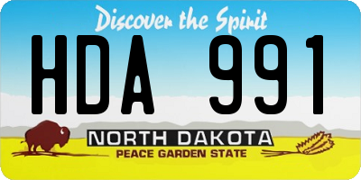ND license plate HDA991