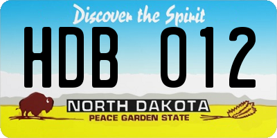 ND license plate HDB012