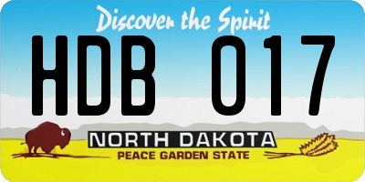 ND license plate HDB017