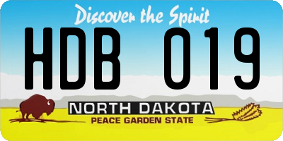 ND license plate HDB019