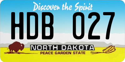 ND license plate HDB027