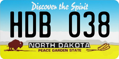 ND license plate HDB038