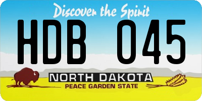 ND license plate HDB045
