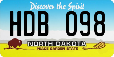 ND license plate HDB098