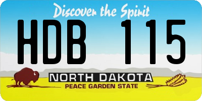 ND license plate HDB115