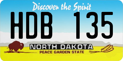 ND license plate HDB135