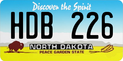 ND license plate HDB226