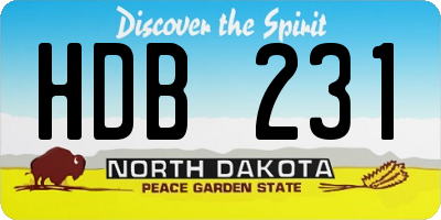 ND license plate HDB231
