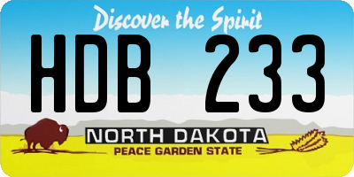 ND license plate HDB233