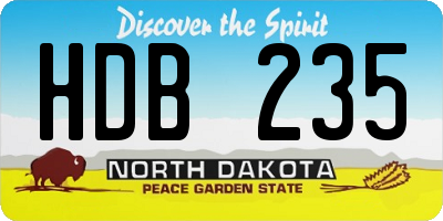 ND license plate HDB235