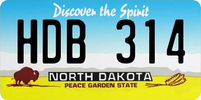 ND license plate HDB314