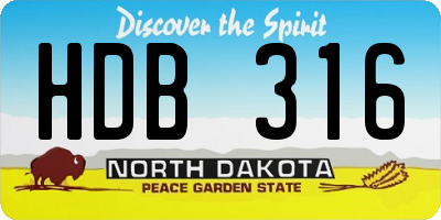 ND license plate HDB316