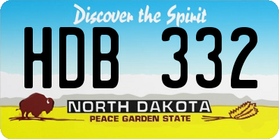 ND license plate HDB332