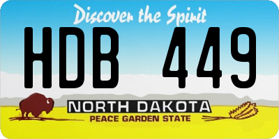 ND license plate HDB449