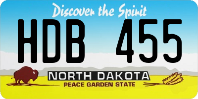 ND license plate HDB455