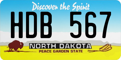 ND license plate HDB567