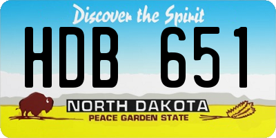 ND license plate HDB651