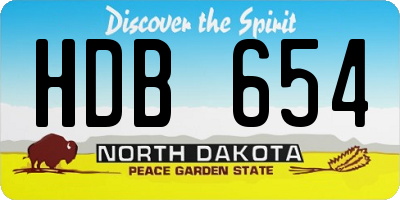 ND license plate HDB654