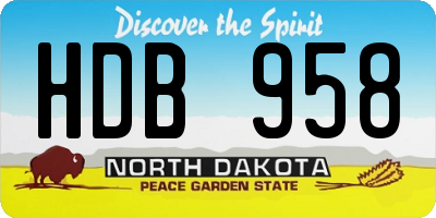 ND license plate HDB958
