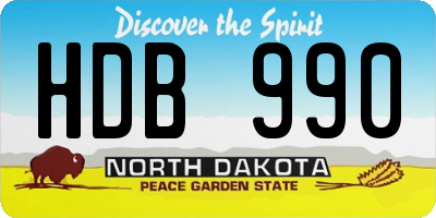 ND license plate HDB990
