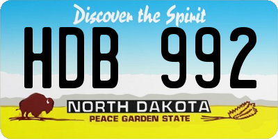 ND license plate HDB992