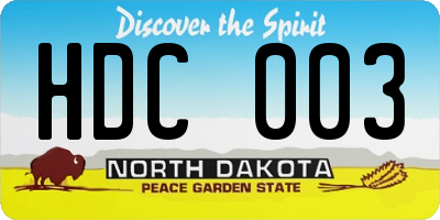 ND license plate HDC003