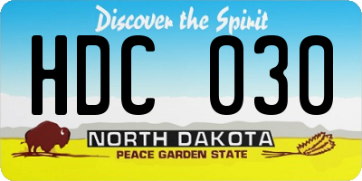ND license plate HDC030