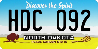 ND license plate HDC092