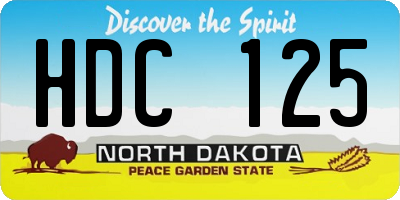 ND license plate HDC125