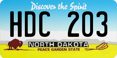 ND license plate HDC203