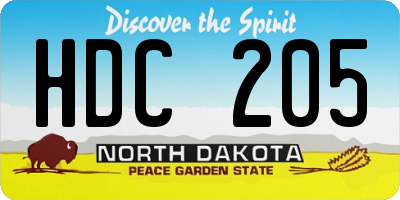 ND license plate HDC205