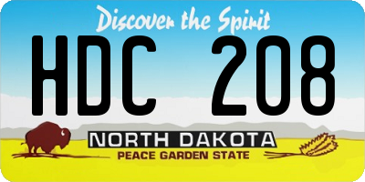 ND license plate HDC208