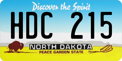 ND license plate HDC215
