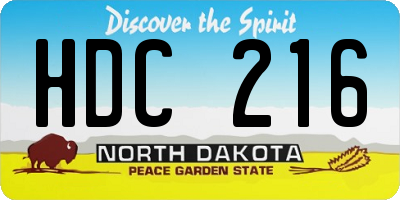 ND license plate HDC216