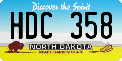 ND license plate HDC358