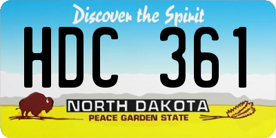 ND license plate HDC361