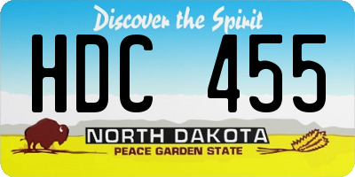 ND license plate HDC455