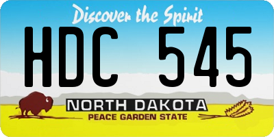 ND license plate HDC545