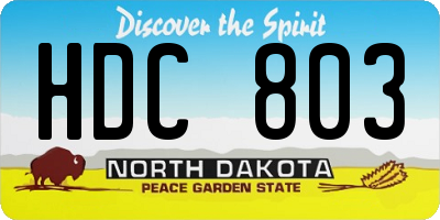 ND license plate HDC803