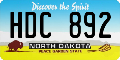ND license plate HDC892