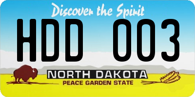 ND license plate HDD003