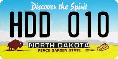 ND license plate HDD010