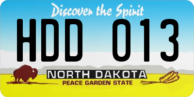 ND license plate HDD013