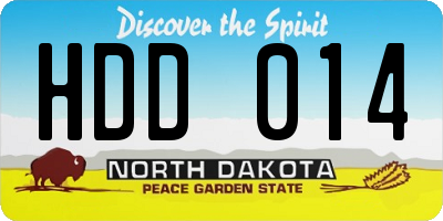 ND license plate HDD014