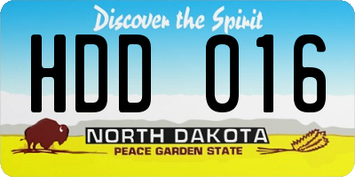 ND license plate HDD016