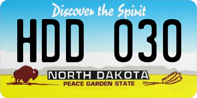 ND license plate HDD030