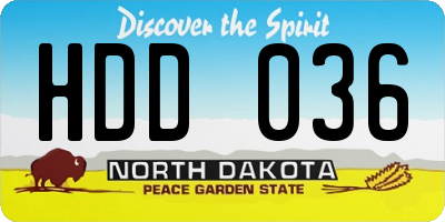 ND license plate HDD036