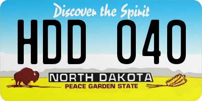 ND license plate HDD040