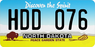 ND license plate HDD076